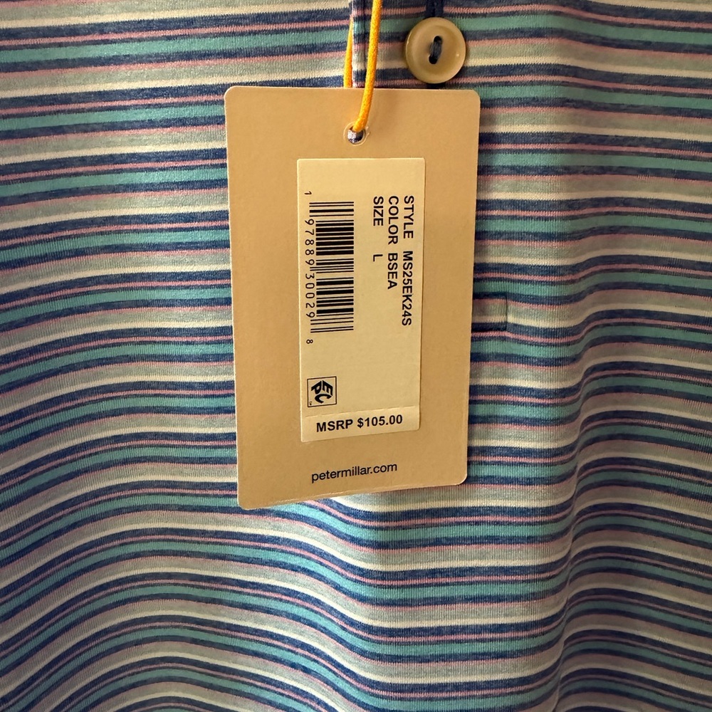 Peter Millar Blue Multi-Stripe Performance Polo N… - image 3